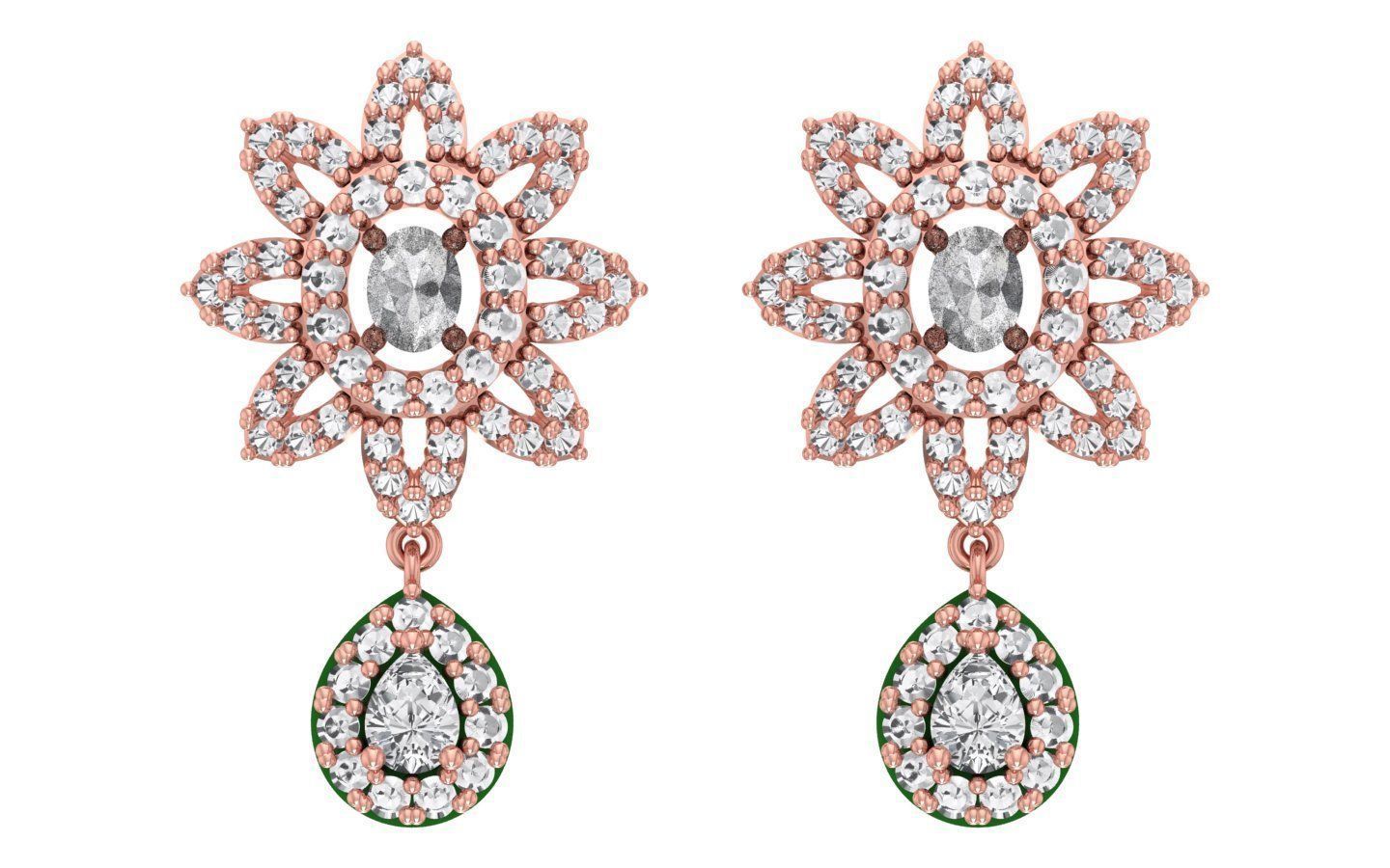 Earrings Pendant Set 3dm STL OBJ FBX Renders Details 3D print model_3