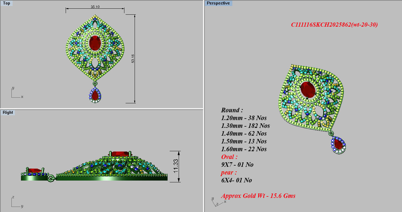Earrings Pendant Set 3dm STL OBJ FBX Renders Details 3D print model_7