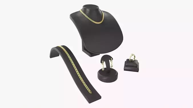 Jewelry store display stands with jewelry 3D model