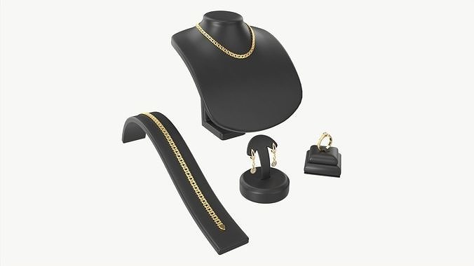 Jewelry store display stands with jewelry 3D model