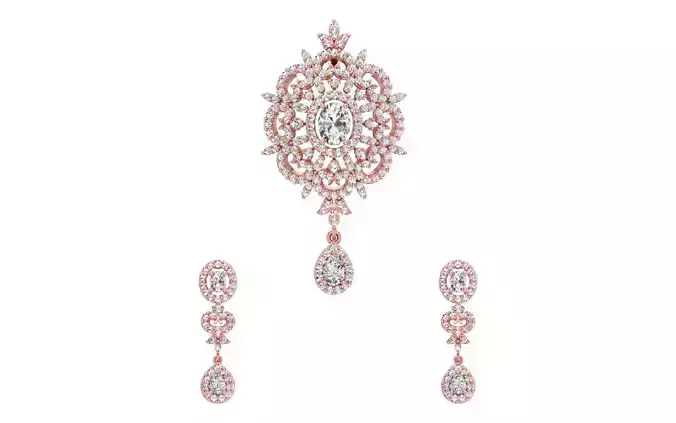 Earrings Pendant Set 3dm STL OBJ FBX Renders Details 3D print model