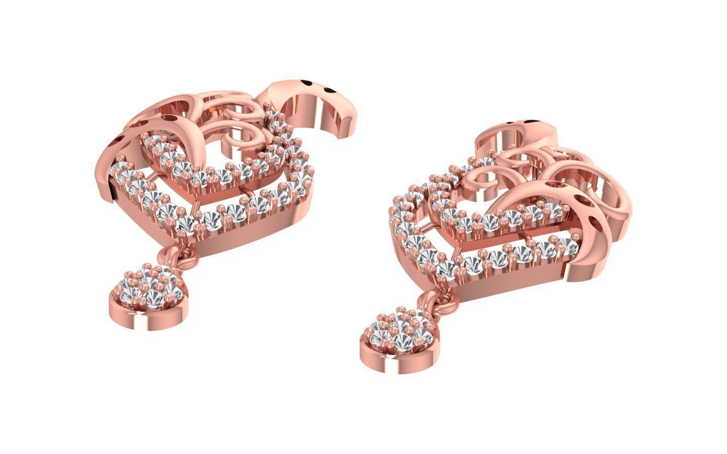 Earrings Pendant Set 3dm STL OBJ FBX Renders Details 3D print model_3