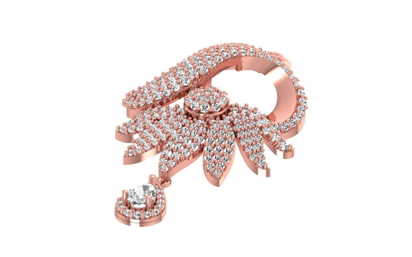 Earrings Pendant Set 3dm STL OBJ FBX Renders Details 3D print model_3