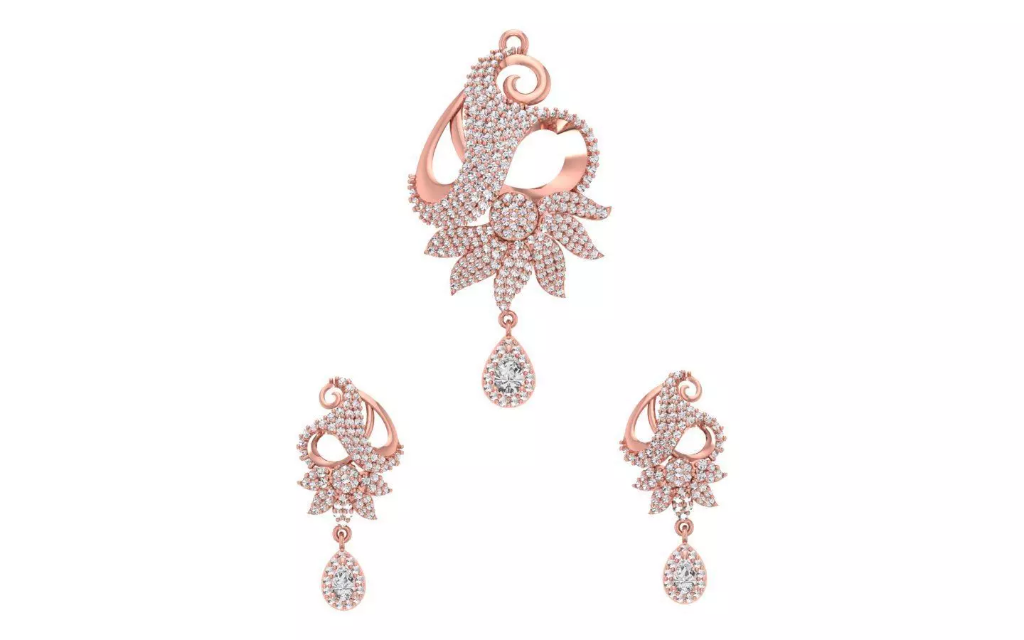 Earrings Pendant Set 3dm STL OBJ FBX Renders Details 3D print model_0