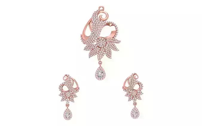 Earrings Pendant Set 3dm STL OBJ FBX Renders Details 3D print model
