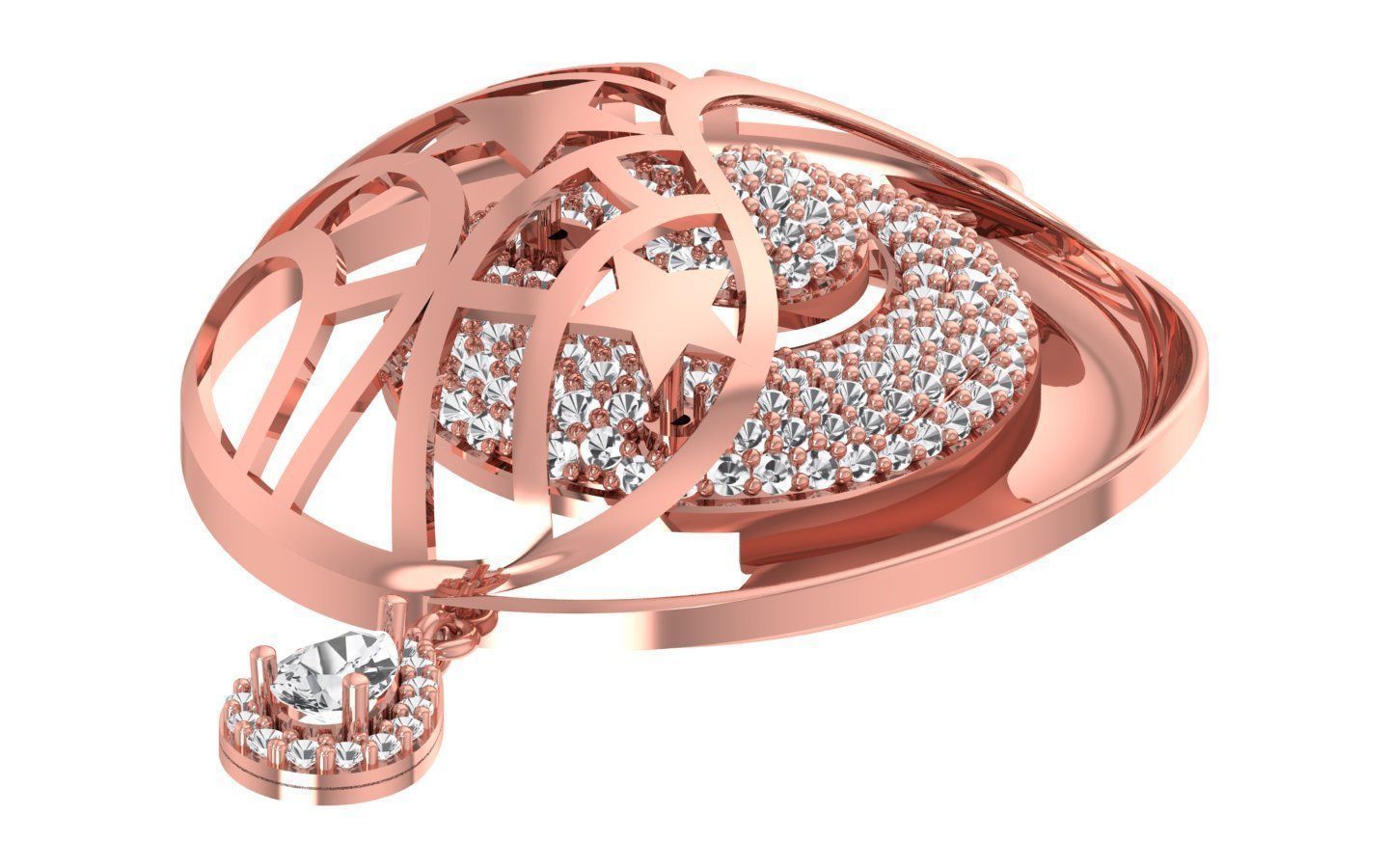 Earrings Pendant Set 3dm STL OBJ FBX Renders Details 3D print model_4