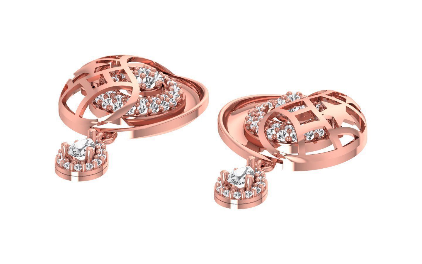 Earrings Pendant Set 3dm STL OBJ FBX Renders Details 3D print model_6