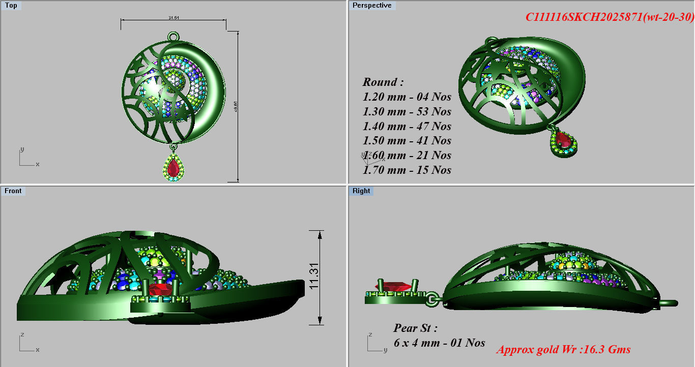 Earrings Pendant Set 3dm STL OBJ FBX Renders Details 3D print model_8
