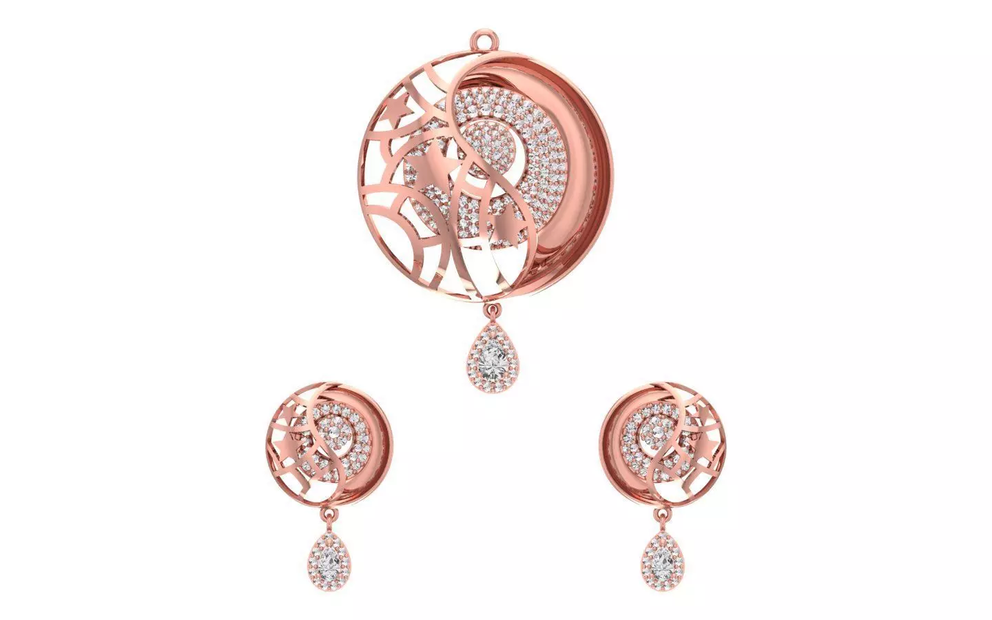 Earrings Pendant Set 3dm STL OBJ FBX Renders Details 3D print model_0