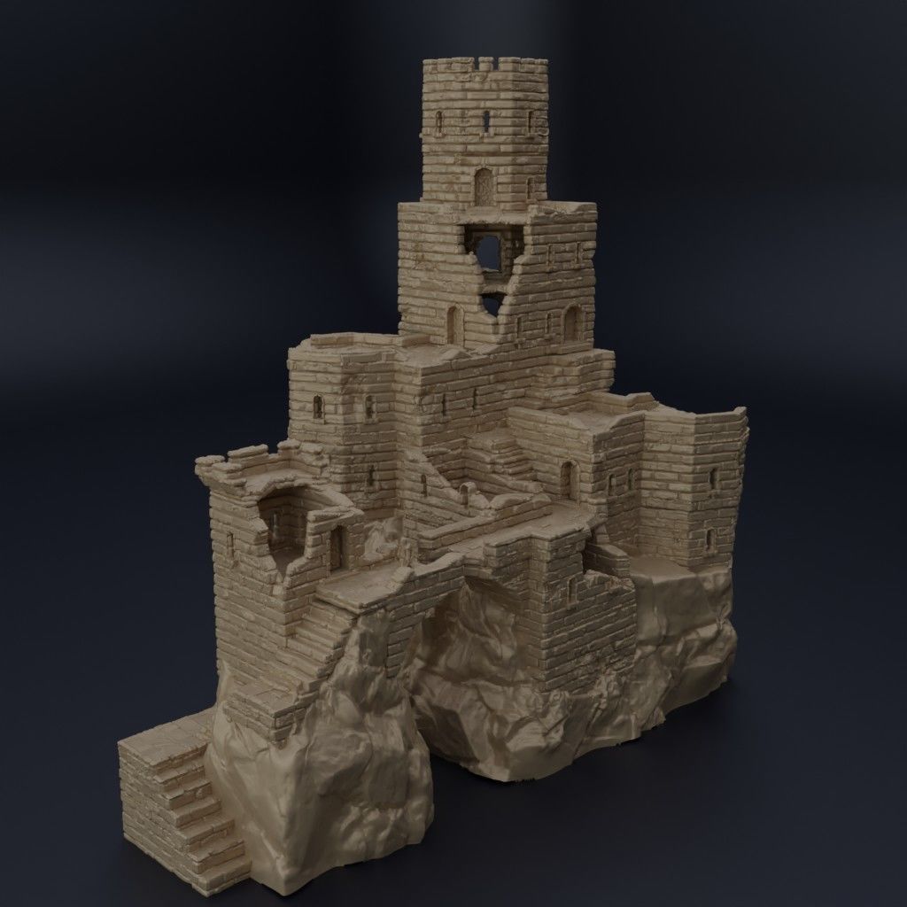 Ruined Old Castle Tabletop Terrain 28 mm 3D print model_1