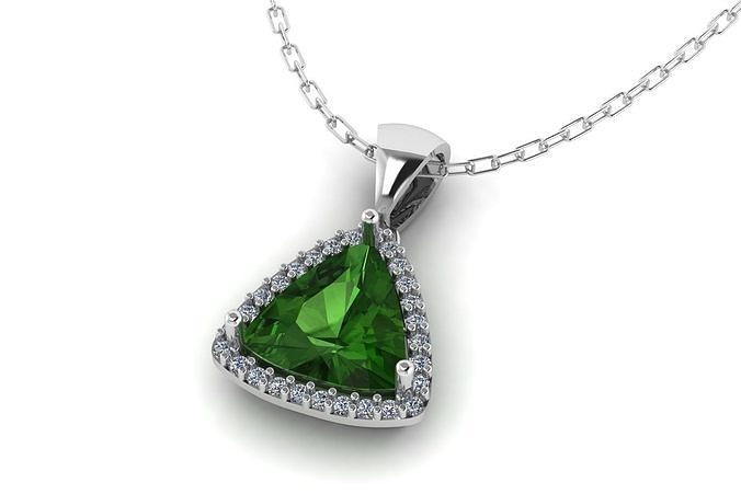 Triangle Cut Emerald and Diamond Pendant P 061 3D print model