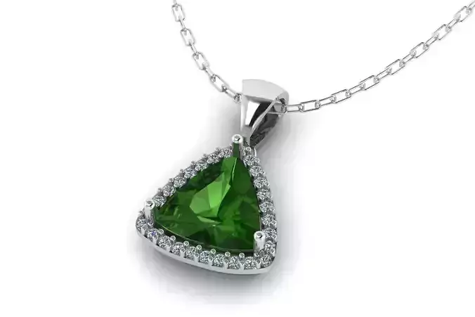 Triangle Cut Emerald and Diamond Pendant P 061 3D print model