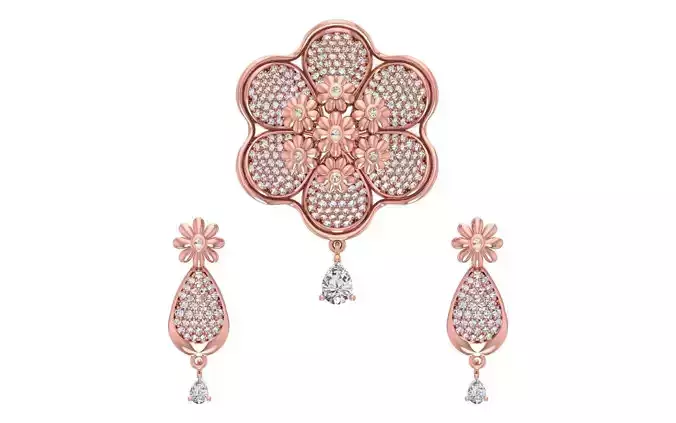 Earrings Pendant Set 3dm STL OBJ FBX Renders Details