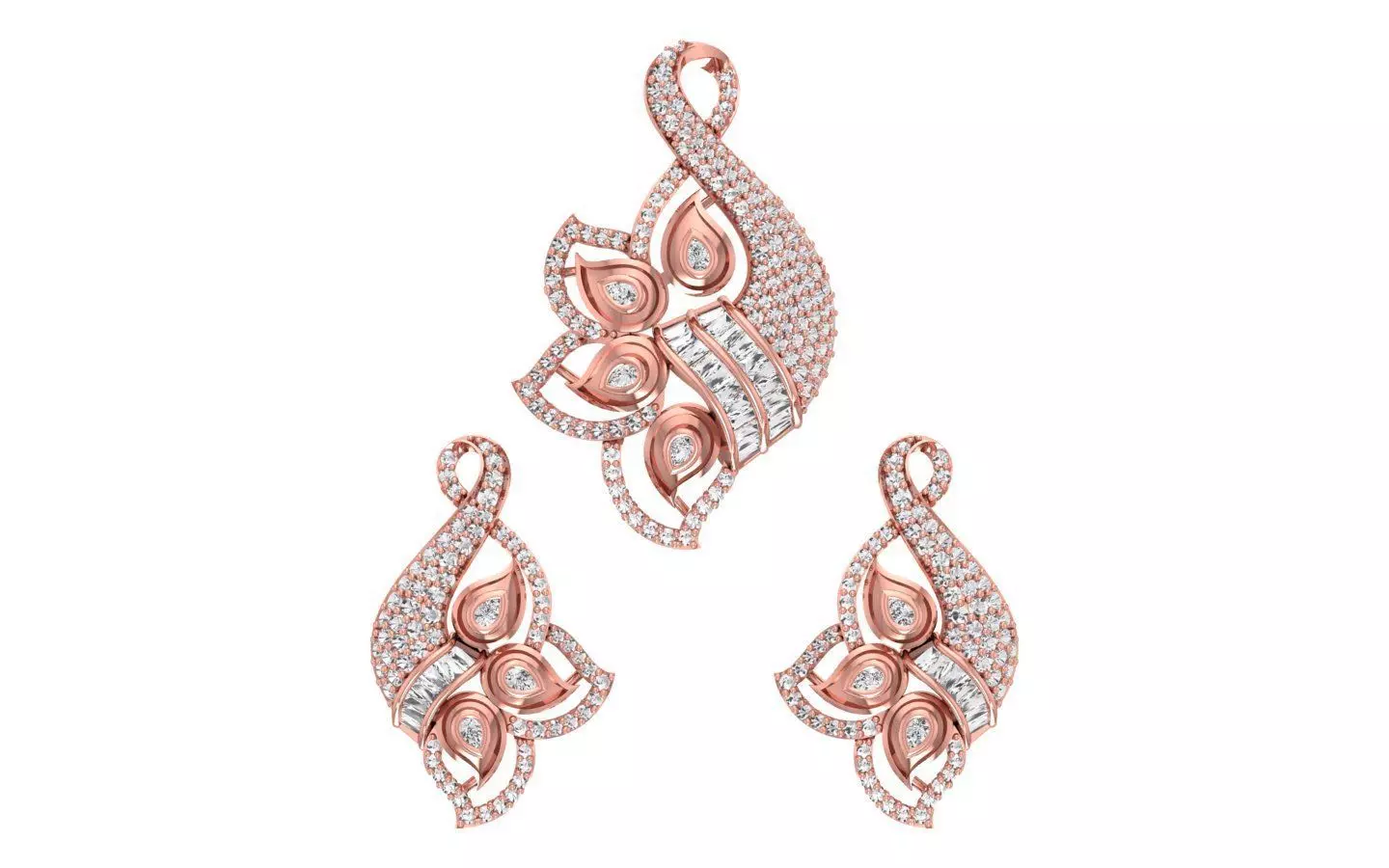 Earrings Pendant Set 3dm STL OBJ FBX Renders Details 3D print model_0