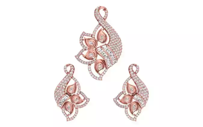 Earrings Pendant Set 3dm STL OBJ FBX Renders Details
