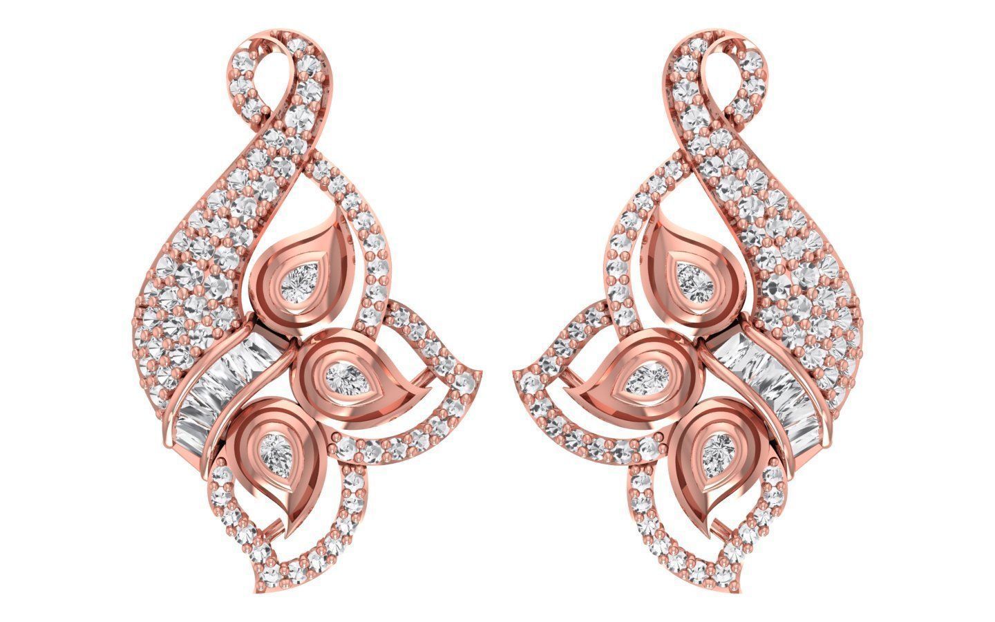 Earrings Pendant Set 3dm STL OBJ FBX Renders Details 3D print model_2