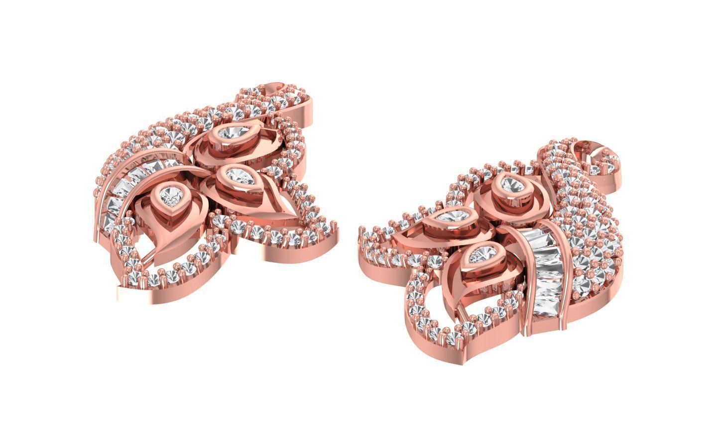 Earrings Pendant Set 3dm STL OBJ FBX Renders Details 3D print model_6