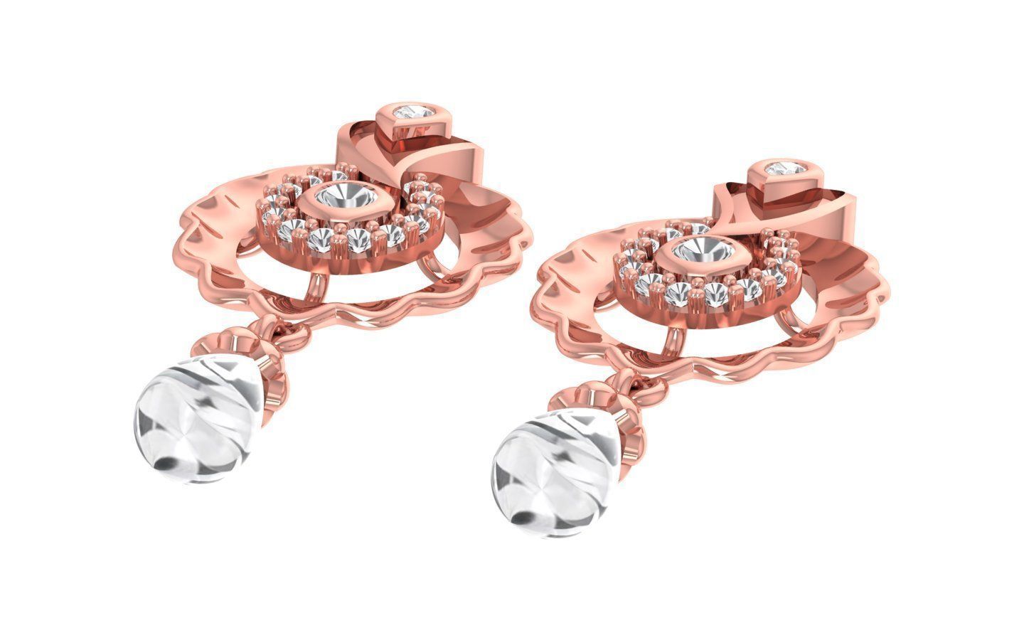 Earrings Pendant Set 3dm STL OBJ FBX Renders Details 3D print model_3