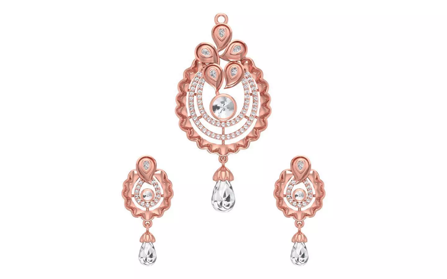 Earrings Pendant Set 3dm STL OBJ FBX Renders Details 3D print model_0