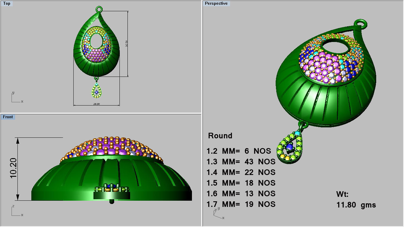 Earrings Pendant Set 3dm STL OBJ FBX Renders Details 3D print model_8