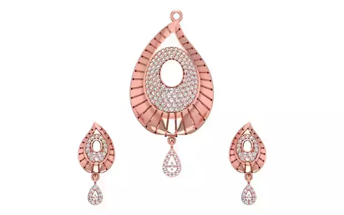 Earrings Pendant Set 3dm STL OBJ FBX Renders Details
