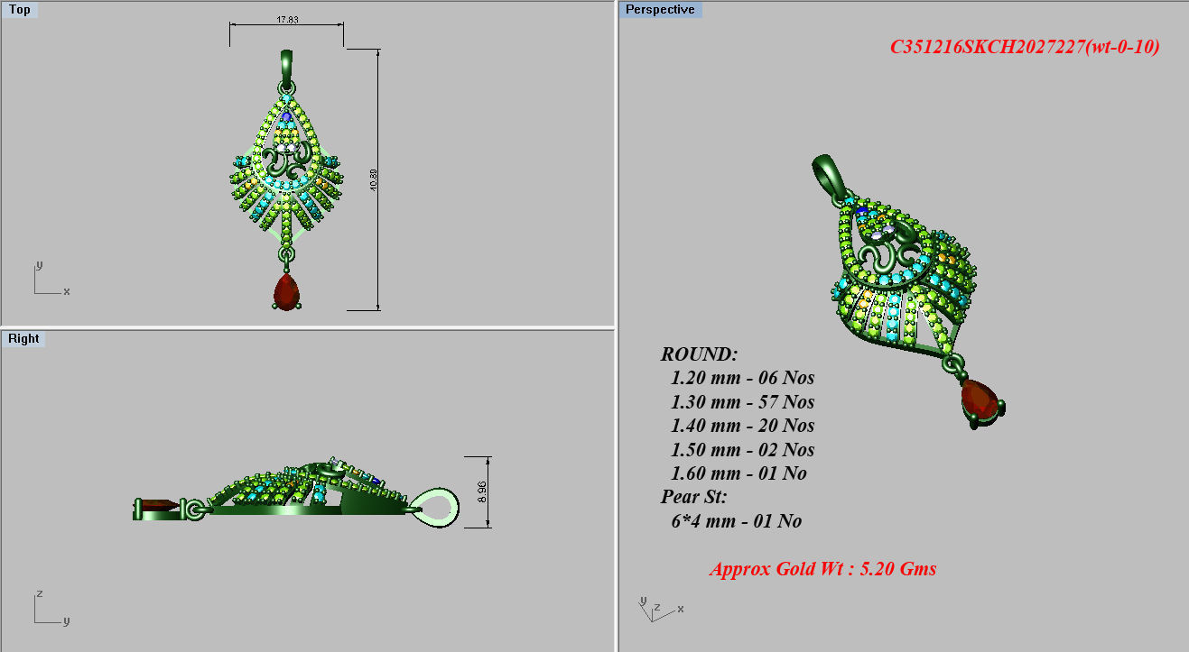 Earrings Pendant Set 3dm STL OBJ FBX Renders Details 3D print model_8