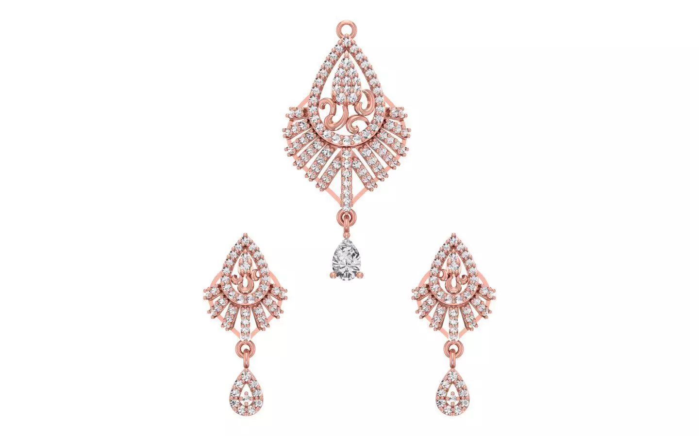 Earrings Pendant Set 3dm STL OBJ FBX Renders Details 3D print model_0