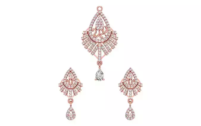 Earrings Pendant Set 3dm STL OBJ FBX Renders Details 3D print model
