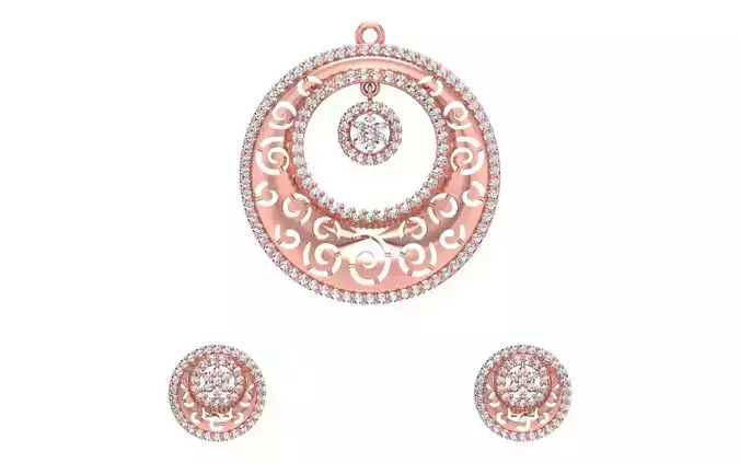 Earrings Pendant Set 3dm STL OBJ FBX Renders Details 3D print model