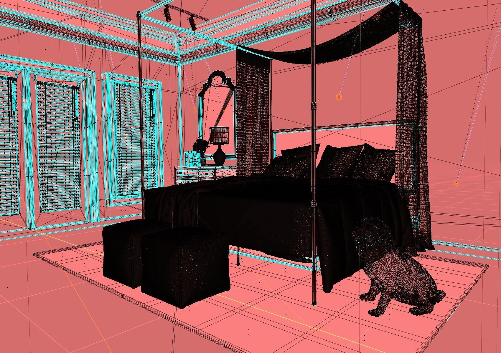 Bedroom Scene 01 Low-poly 3D model_7