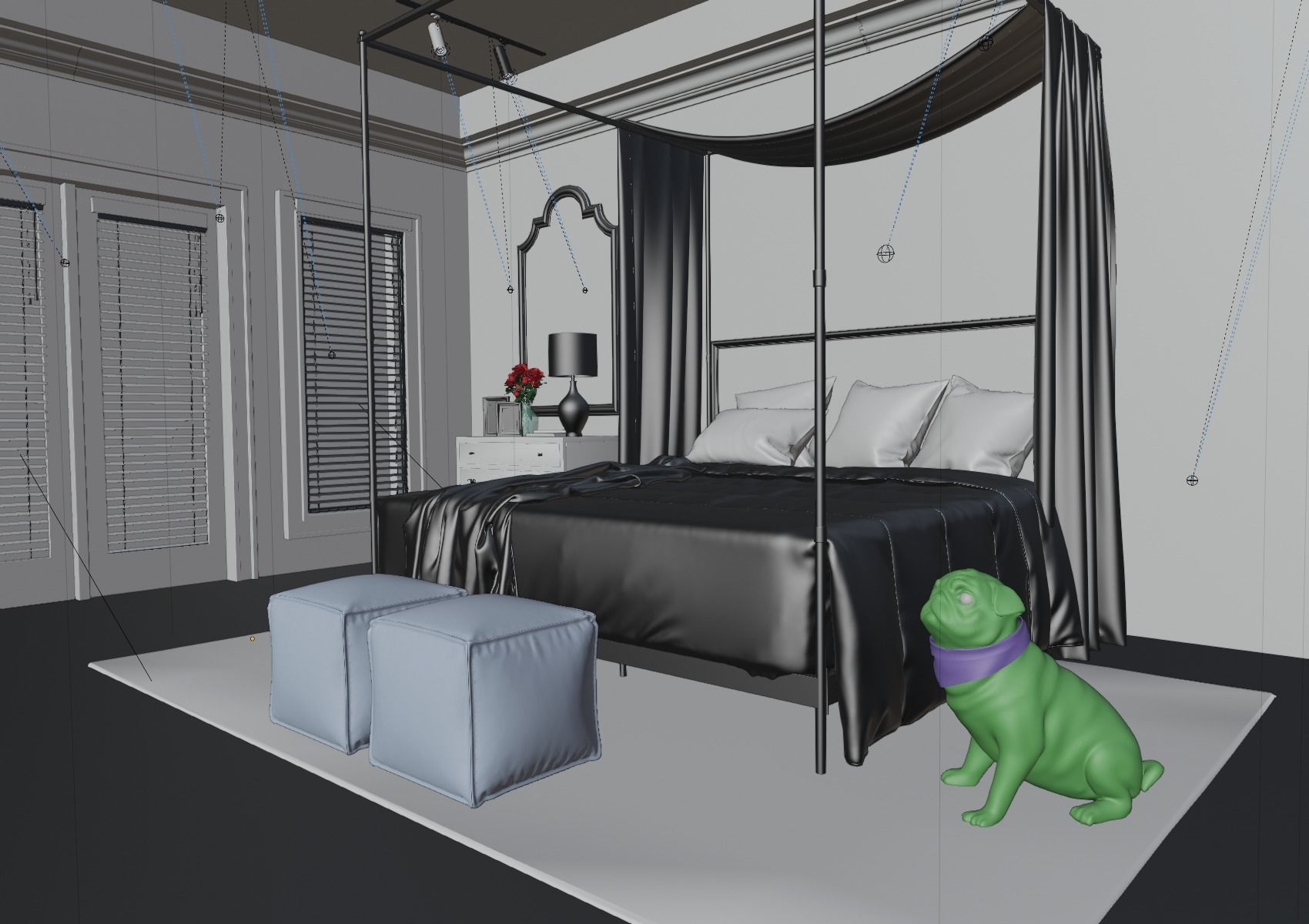 Bedroom Scene 01 Low-poly 3D model_8