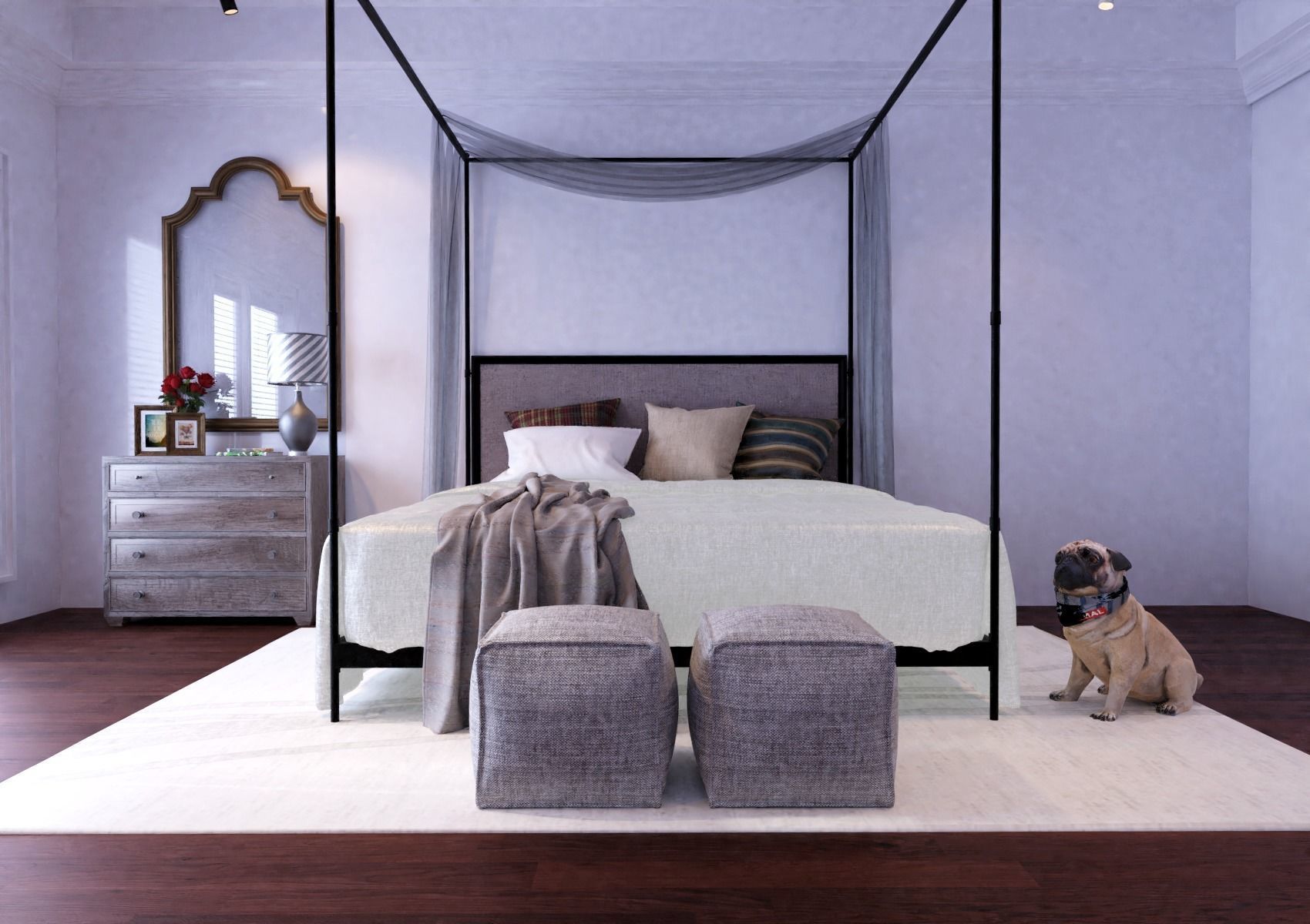 Bedroom Scene 01 Low-poly 3D model_1