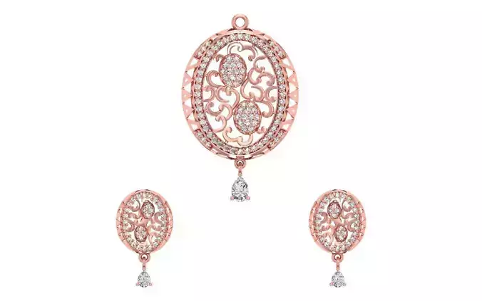 Earrings Pendant Set 3dm STL OBJ FBX Renders Details