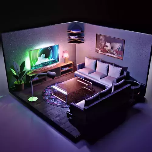 led light room 3D model