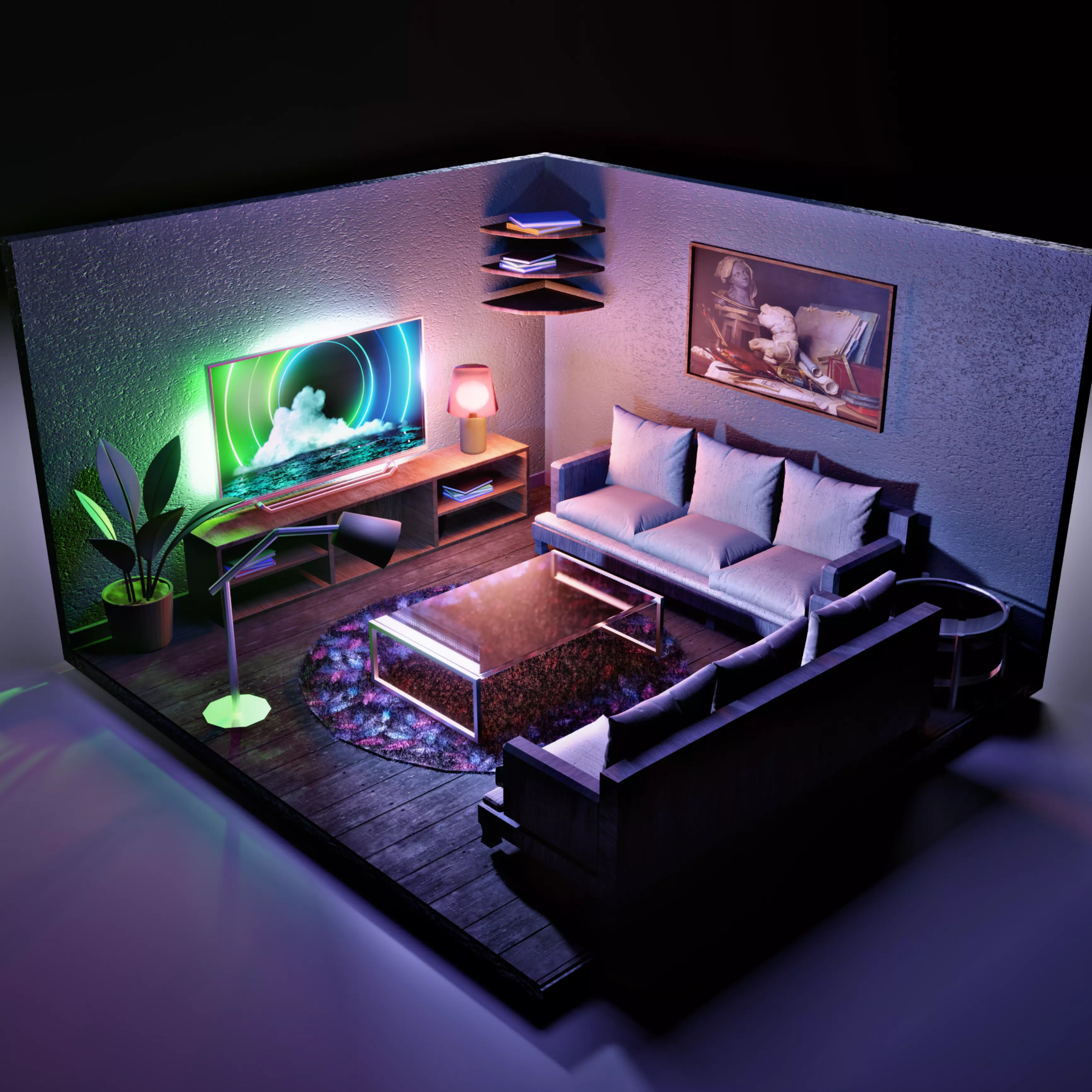 led light room 3D model_0