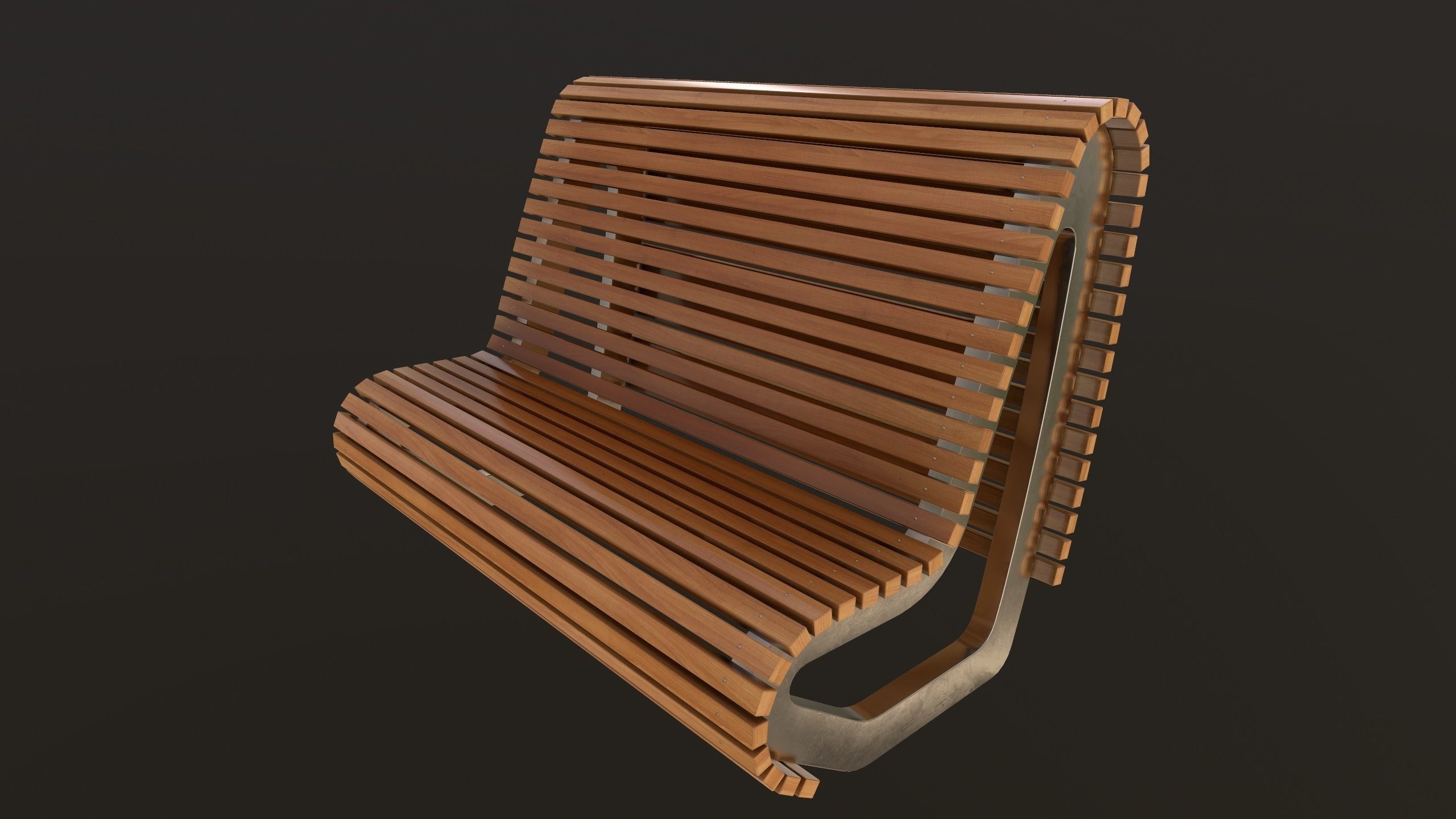 Modern Bench 3D Model AR VR Low-poly 3D model_4