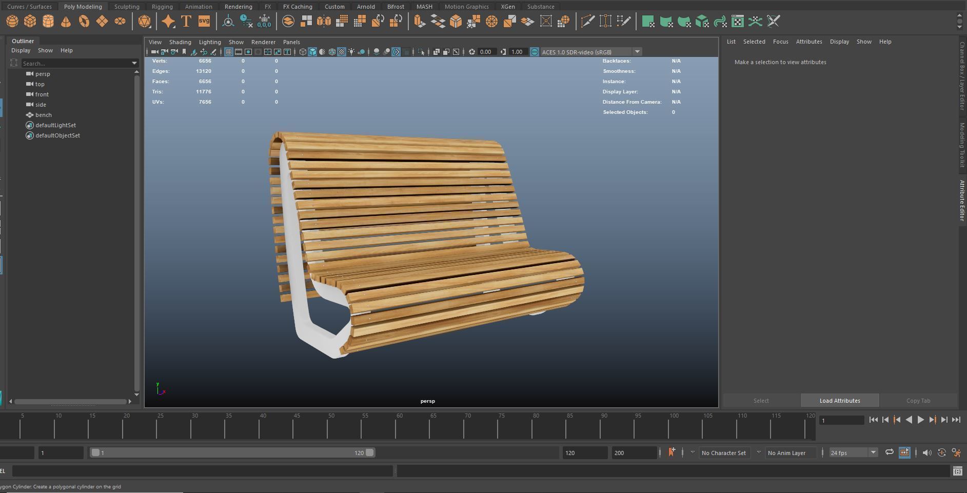 Modern Bench 3D Model AR VR Low-poly 3D model_14