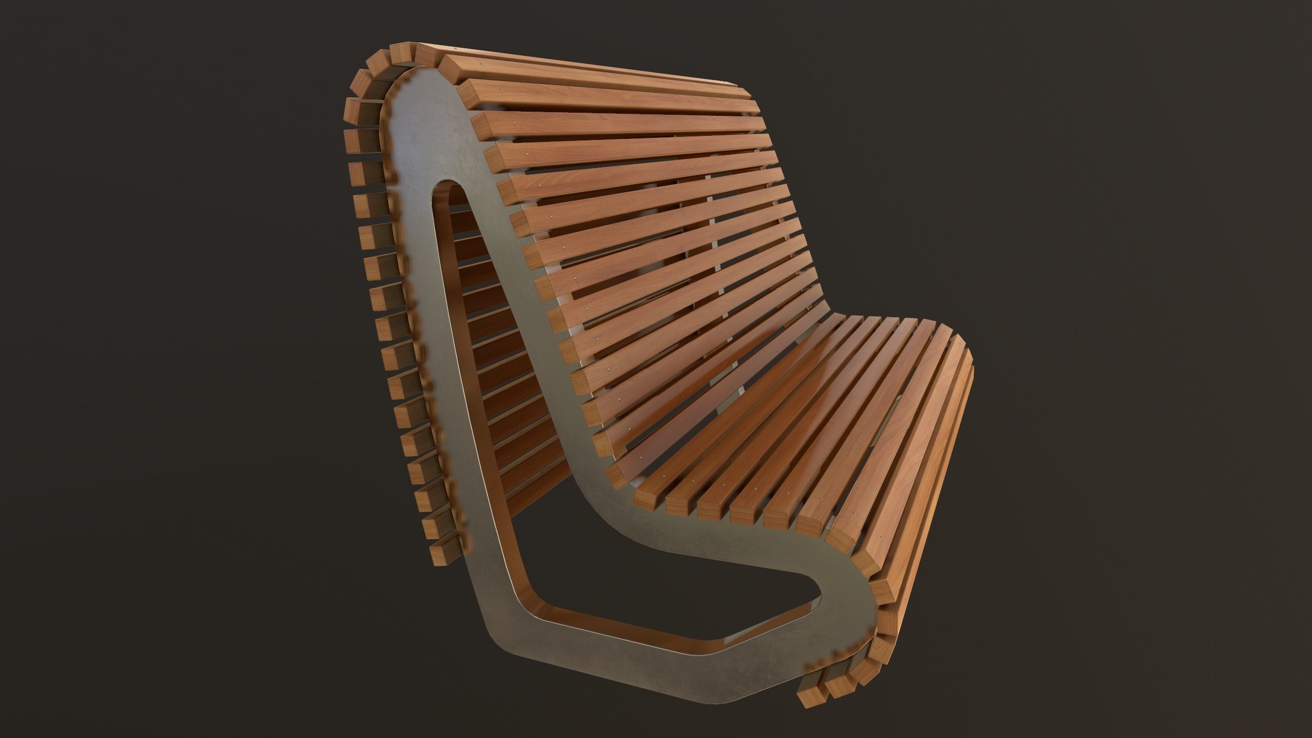 Modern Bench 3D Model AR VR Low-poly 3D model_10
