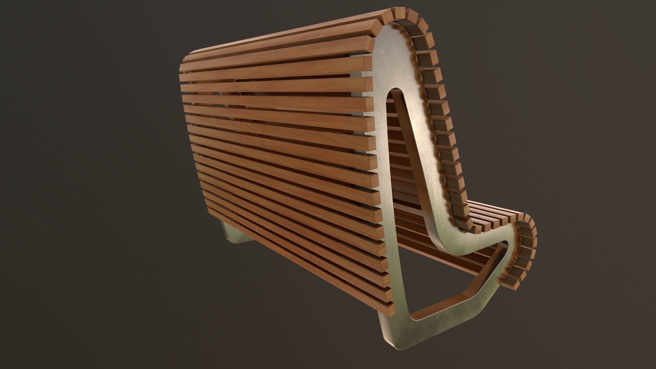 Modern Bench 3D Model AR VR Low-poly 3D model_9