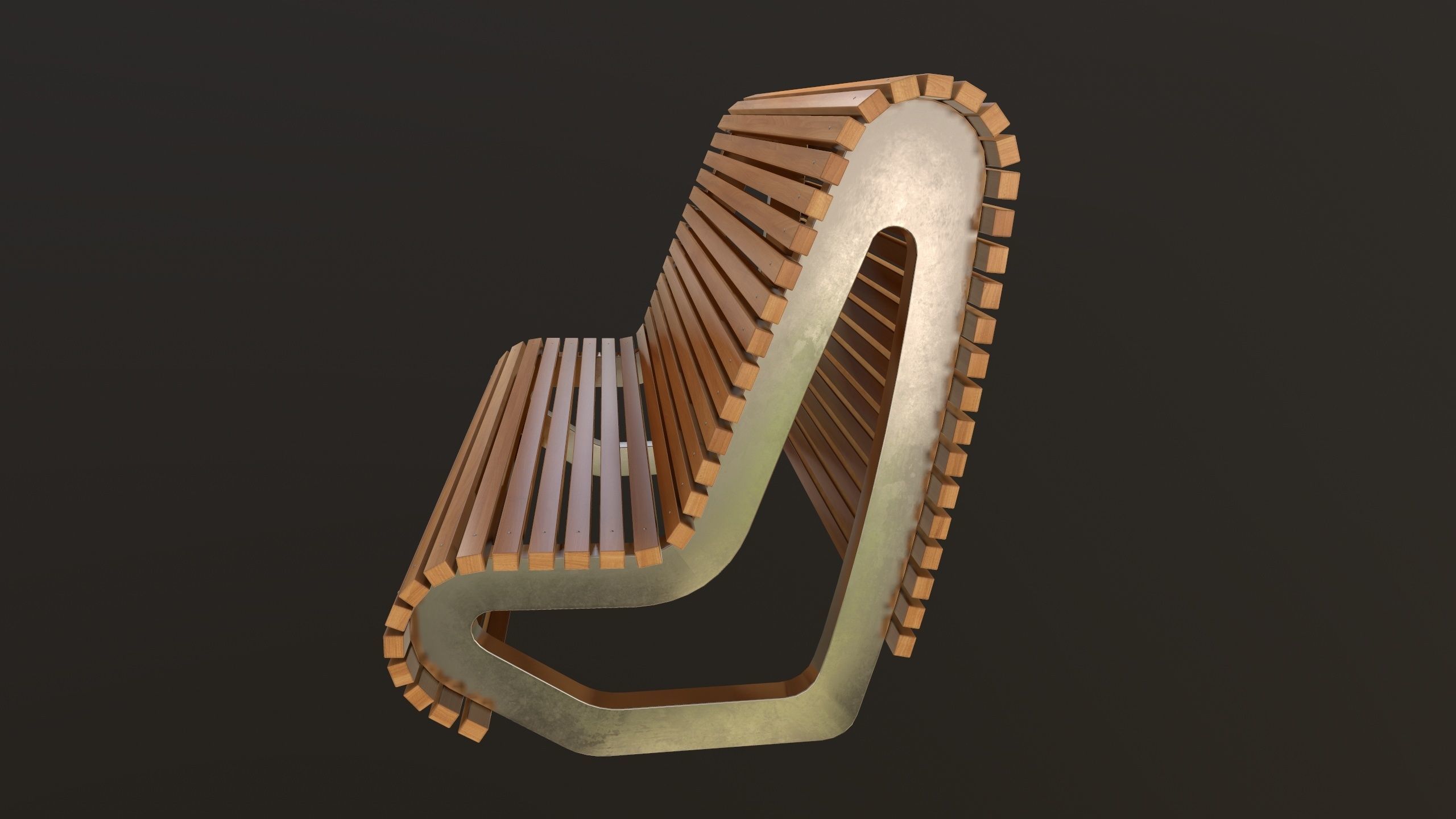 Modern Bench 3D Model AR VR Low-poly 3D model_5