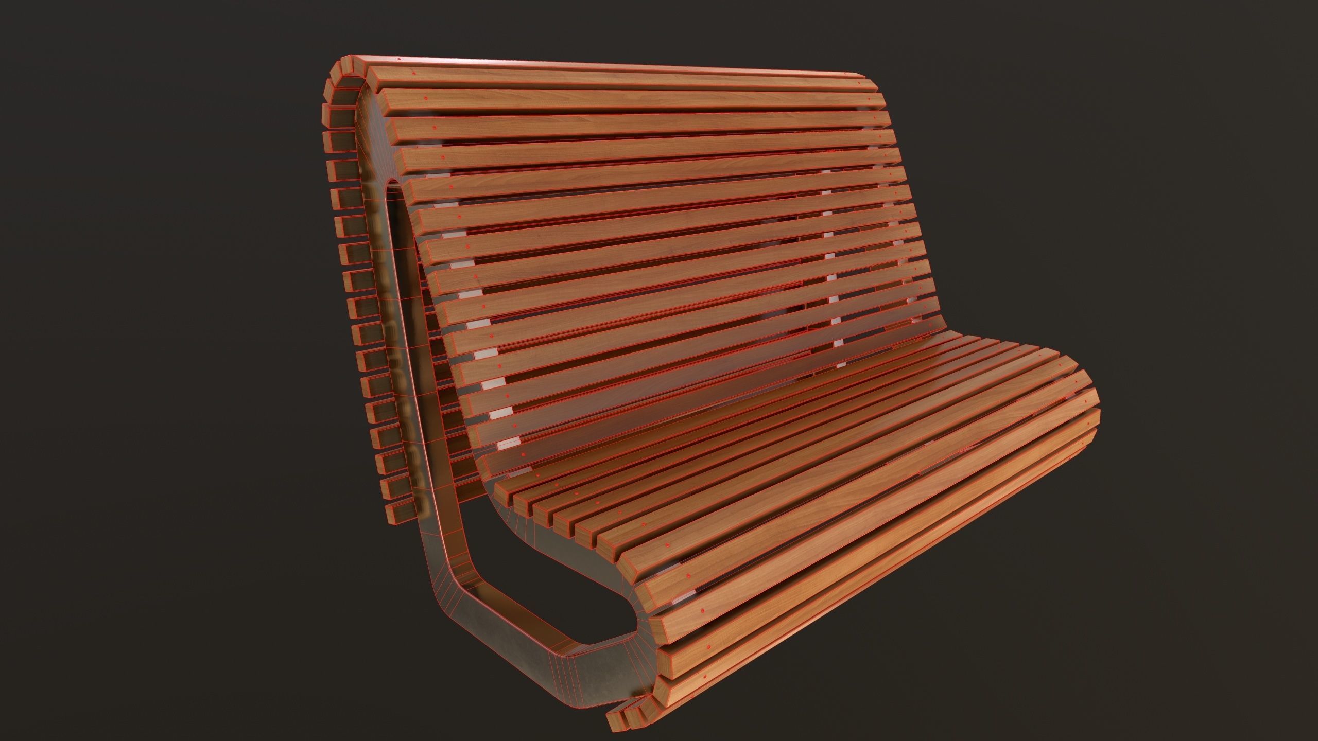 Modern Bench 3D Model AR VR Low-poly 3D model_11