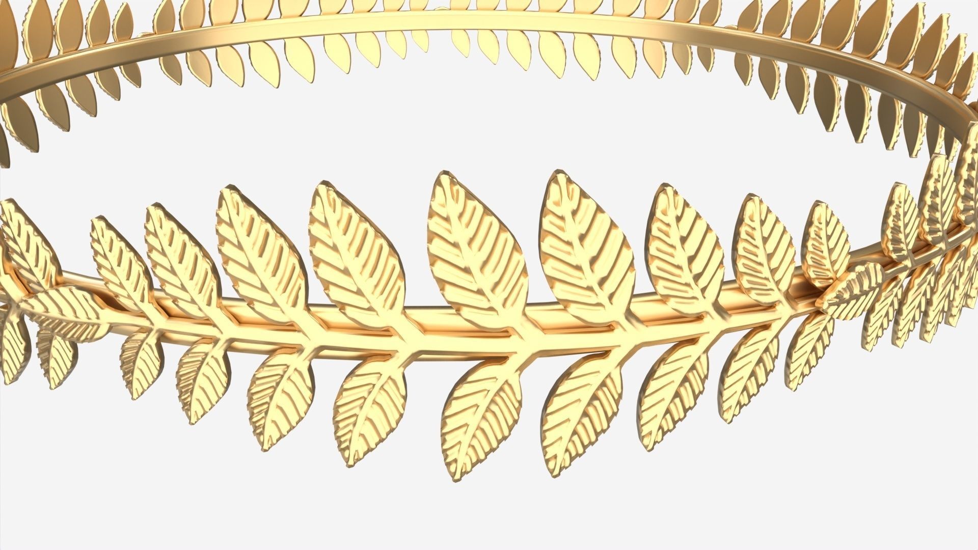 Olive Branch Headband Gold Crown 3D model_3