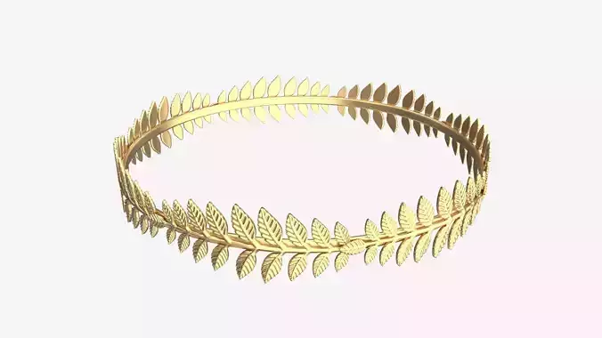 Olive Branch Headband Gold Crown 3D model