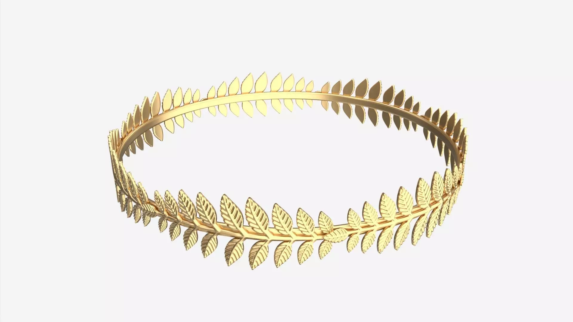 Olive Branch Headband Gold Crown 3D model_0