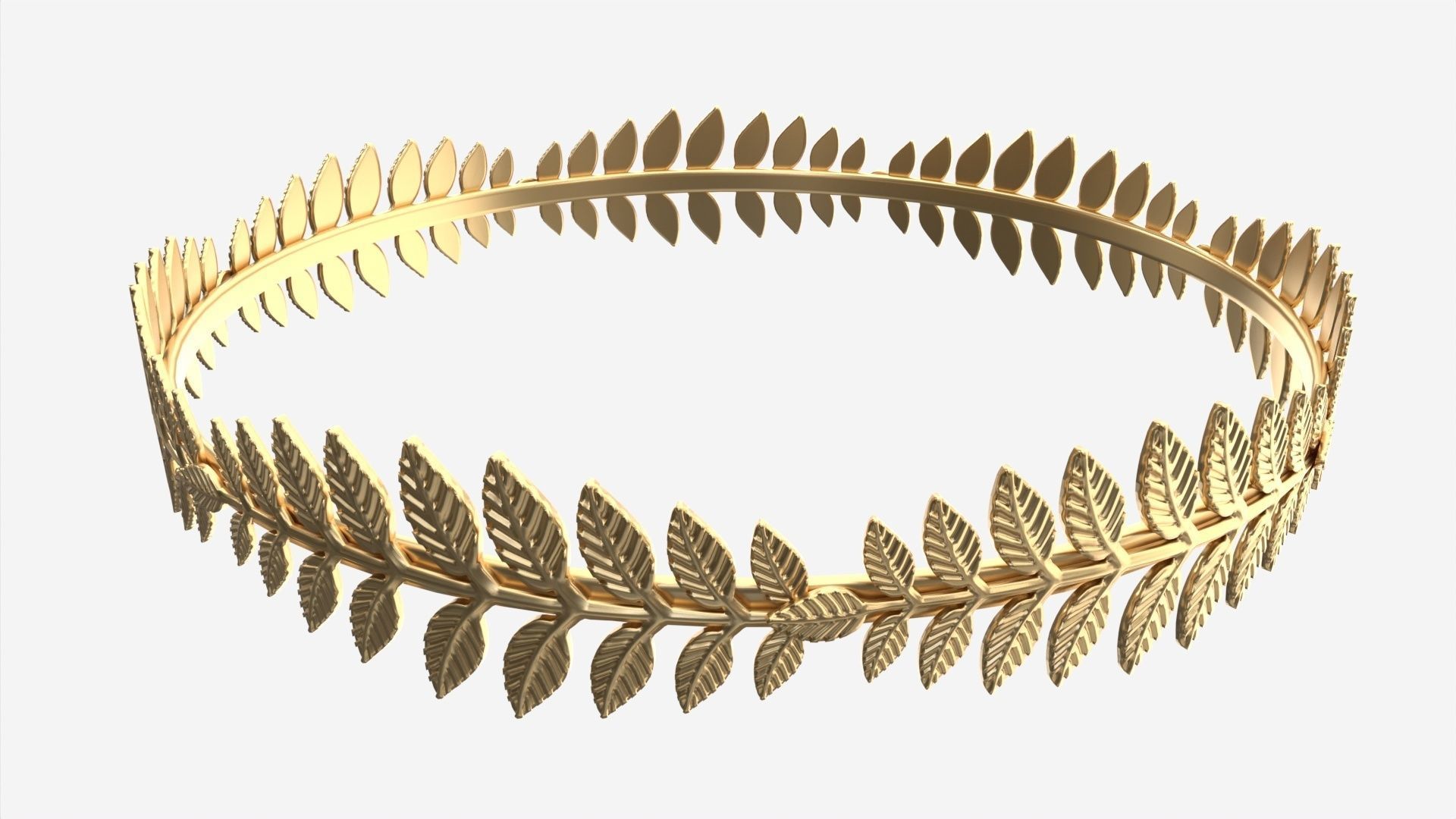 Olive Branch Headband Gold Crown 3D model_2