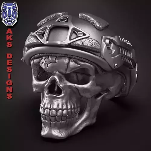 skull Ring jewelry Army soldier v1