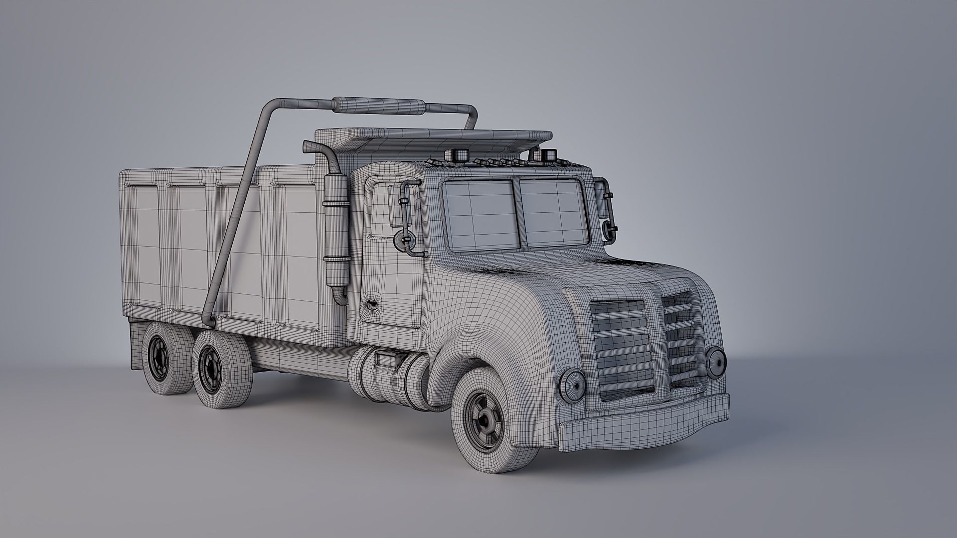 Stylized Dump Truck 3D model_11