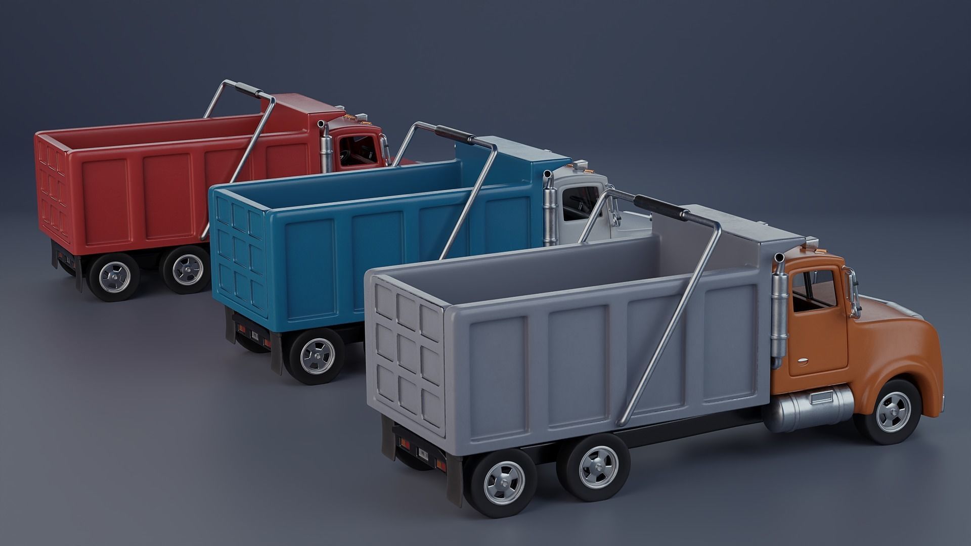 Stylized Dump Truck 3D model_3
