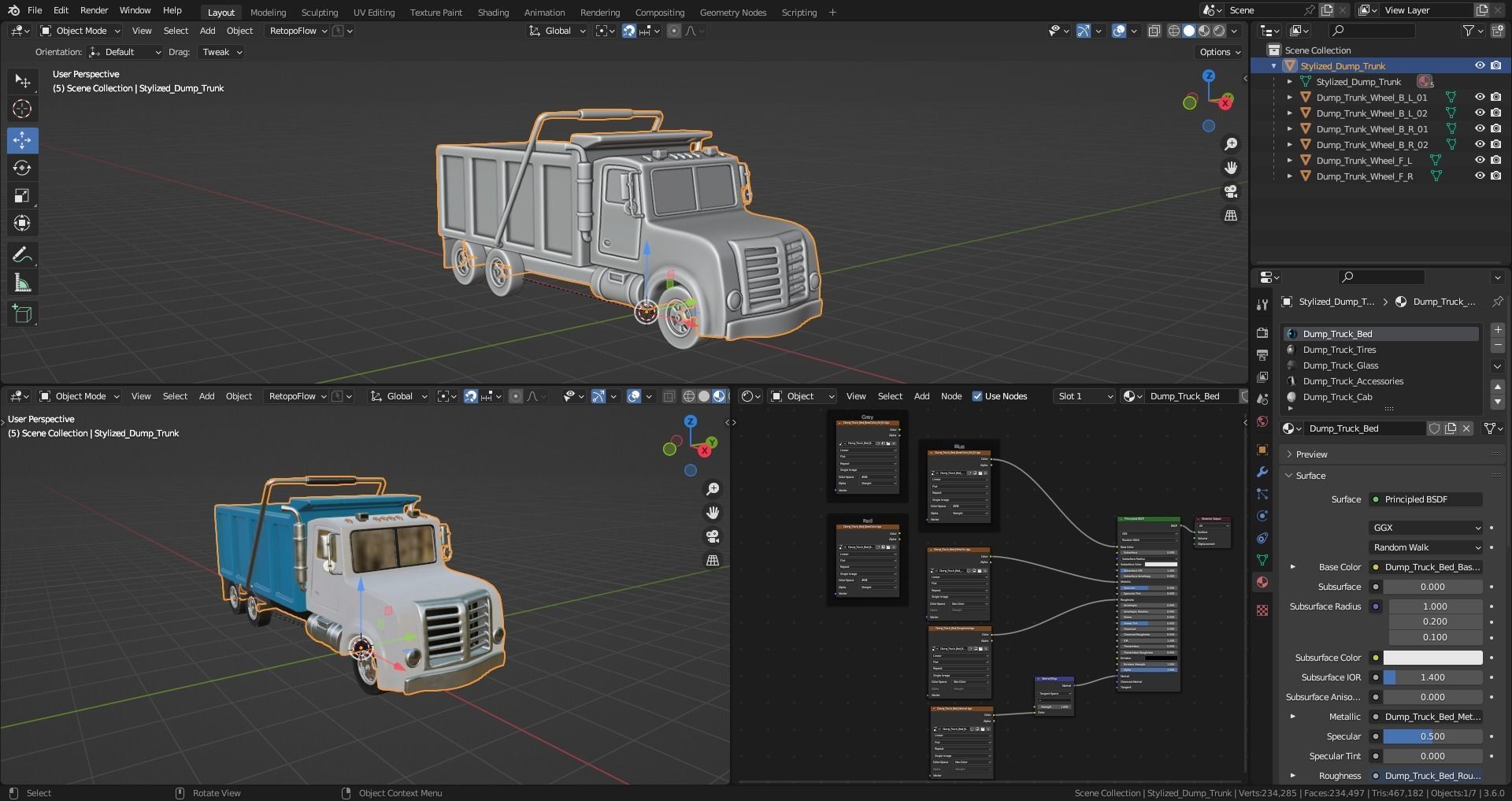 Stylized Dump Truck 3D model_5