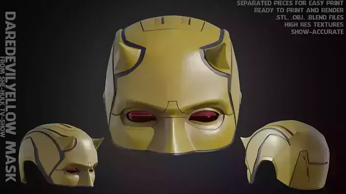 Daredevil Yellow Mask for Cosplay 3D print model